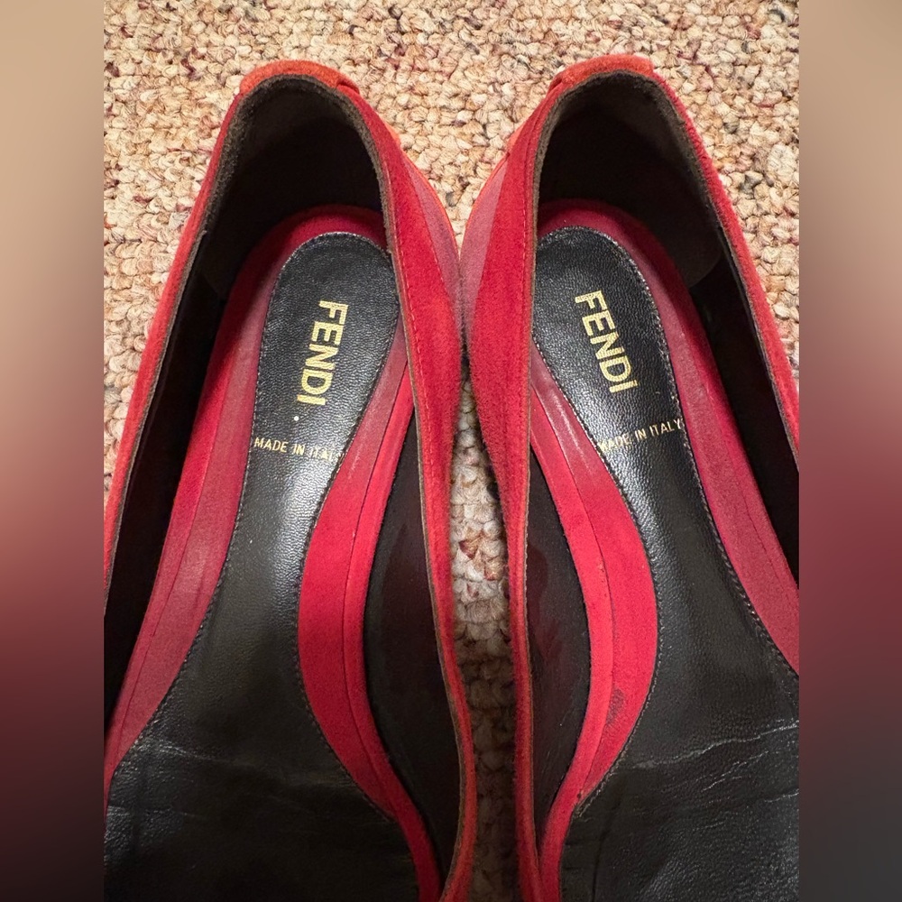 Fendi red ballet flat sandals size 37.5 - Picture 8 of 9